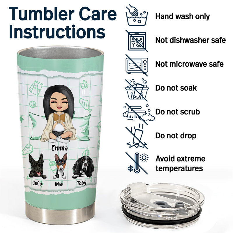 Simple Woman Reading - Gift For Dog Mom - Personalized Custom Tumbler