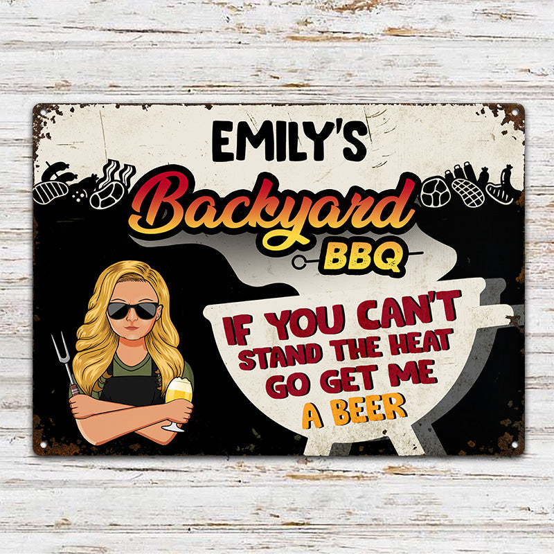 Backyard BBQ Go Get Me A Beer - Personalized Custom Classic Metal Signs