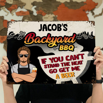 Backyard BBQ Go Get Me A Beer - Personalized Custom Classic Metal Signs