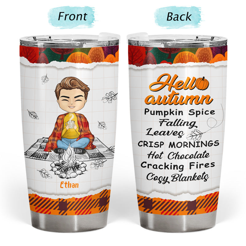 Pumpkin Spice Falling Leaves Autumn - Personalized Custom Tumbler