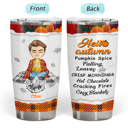 Pumpkin Spice Falling Leaves Autumn - Personalized Custom Tumbler