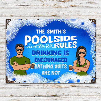 Swimming Pool Bathing Suits Are Not Encouraged - Personalized Custom Classic Metal Signs