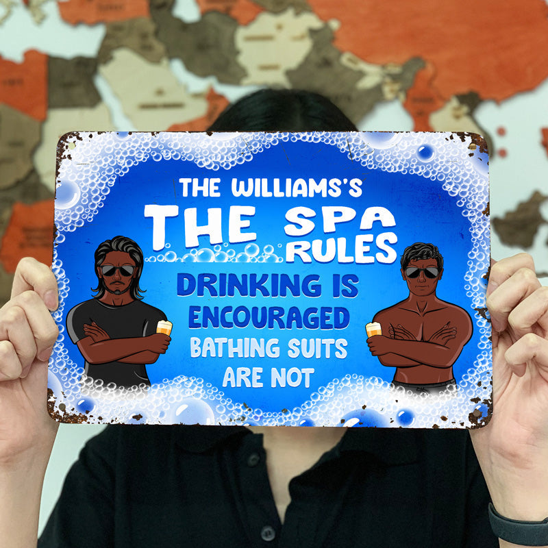 Swimming Pool Bathing Suits Are Not Encouraged - Personalized Custom Classic Metal Signs