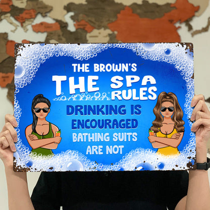 Swimming Pool Bathing Suits Are Not Encouraged - Personalized Custom Classic Metal Signs