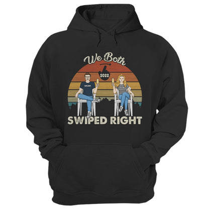 Both Swiped Right - Gift For Couples - Personalized Custom Hoodie