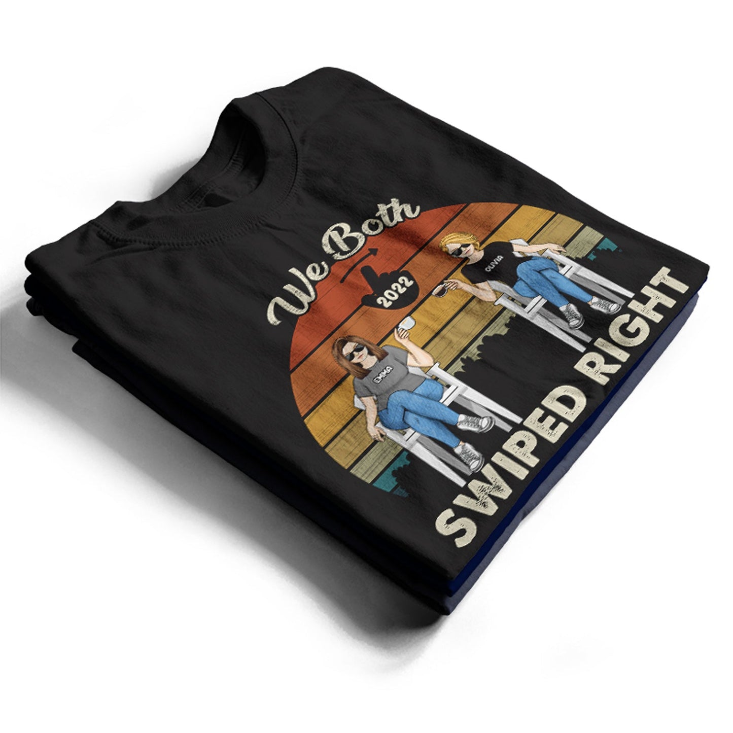 Both Swiped Right - Gift For Couples - Personalized Custom Hoodie