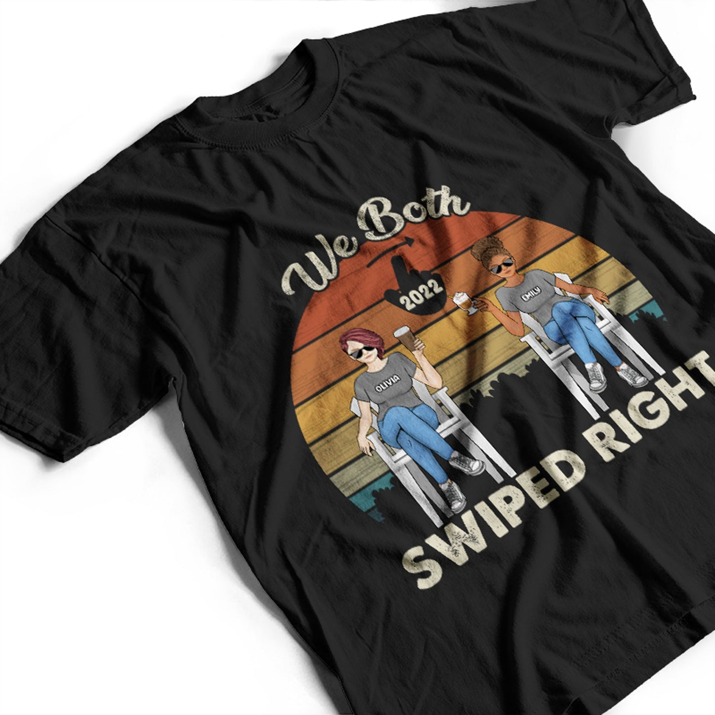 Both Swiped Right - Gift For Couples - Personalized Custom Hoodie