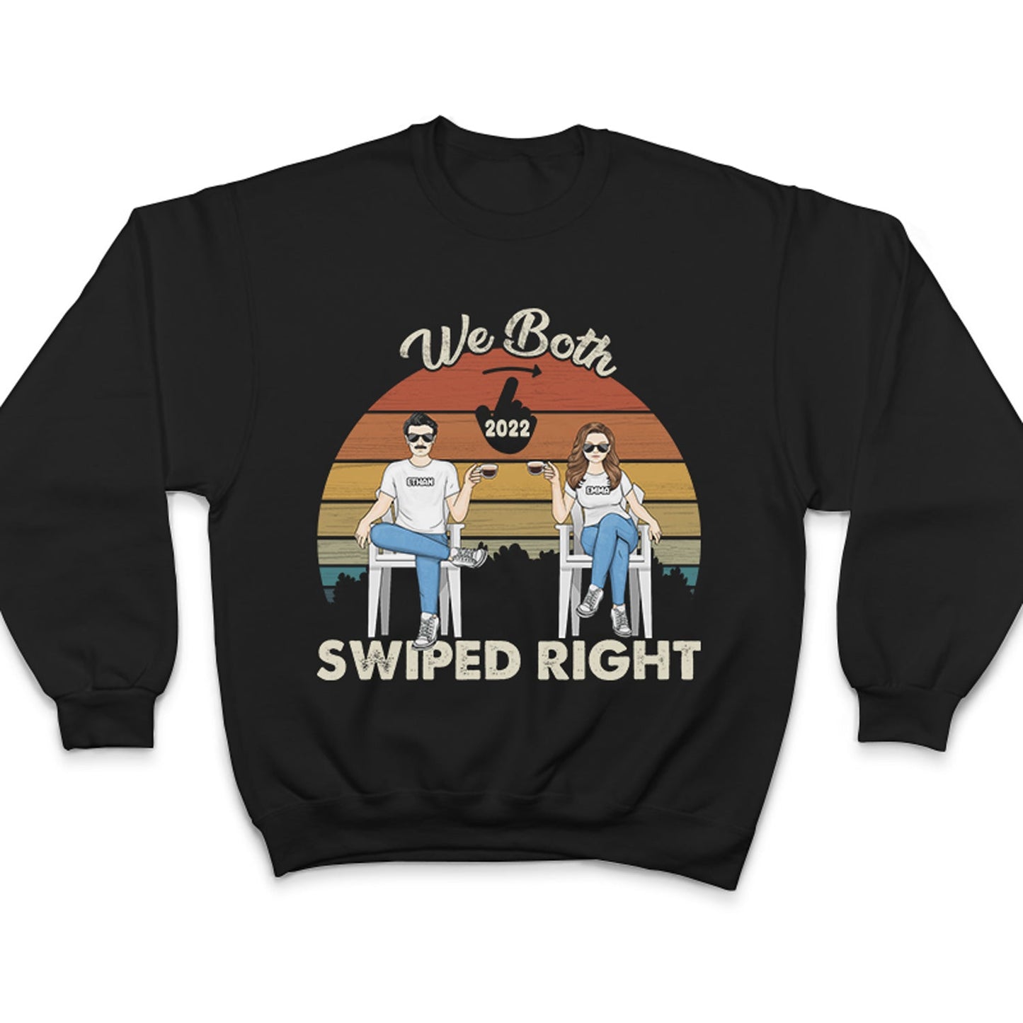 Both Swiped Right - Gift For Couples - Personalized Custom Hoodie