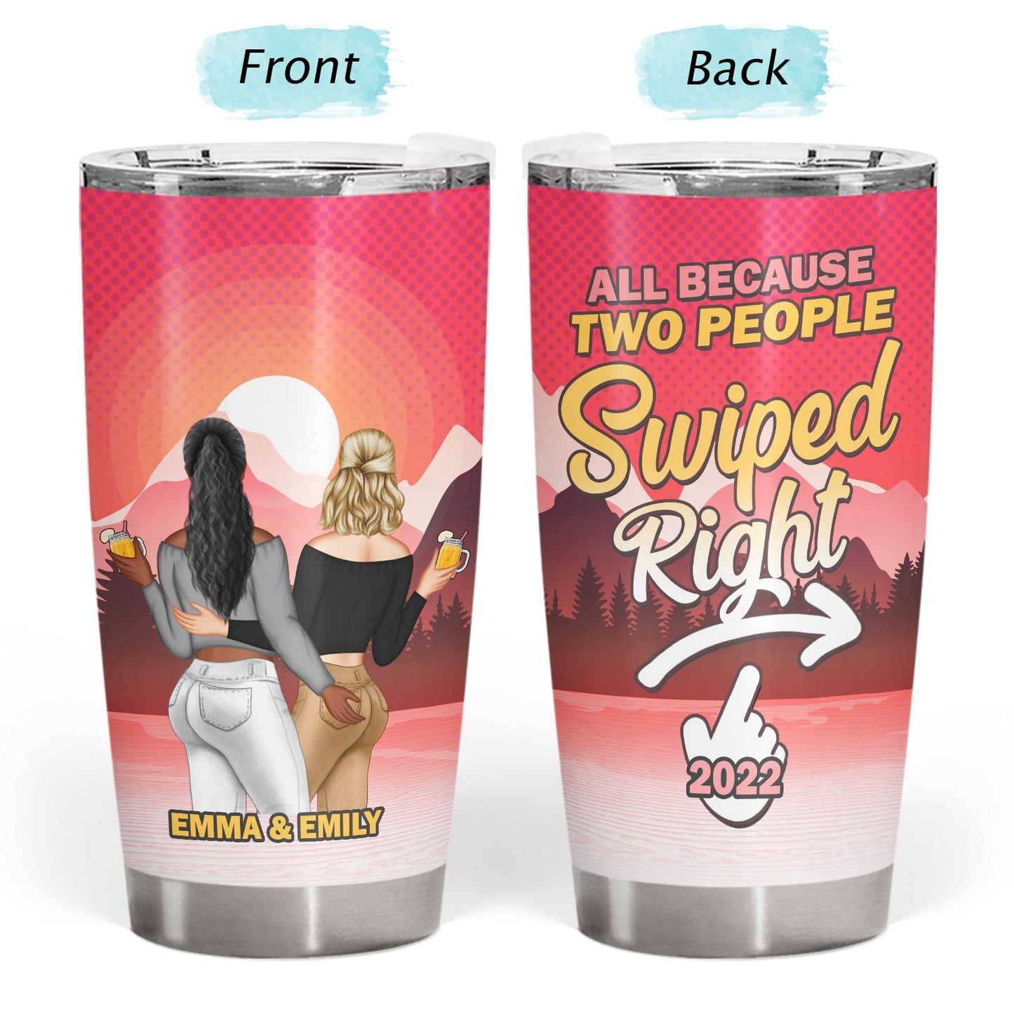 Swiped Right - Gift For Couples - Personalized Custom Tumbler