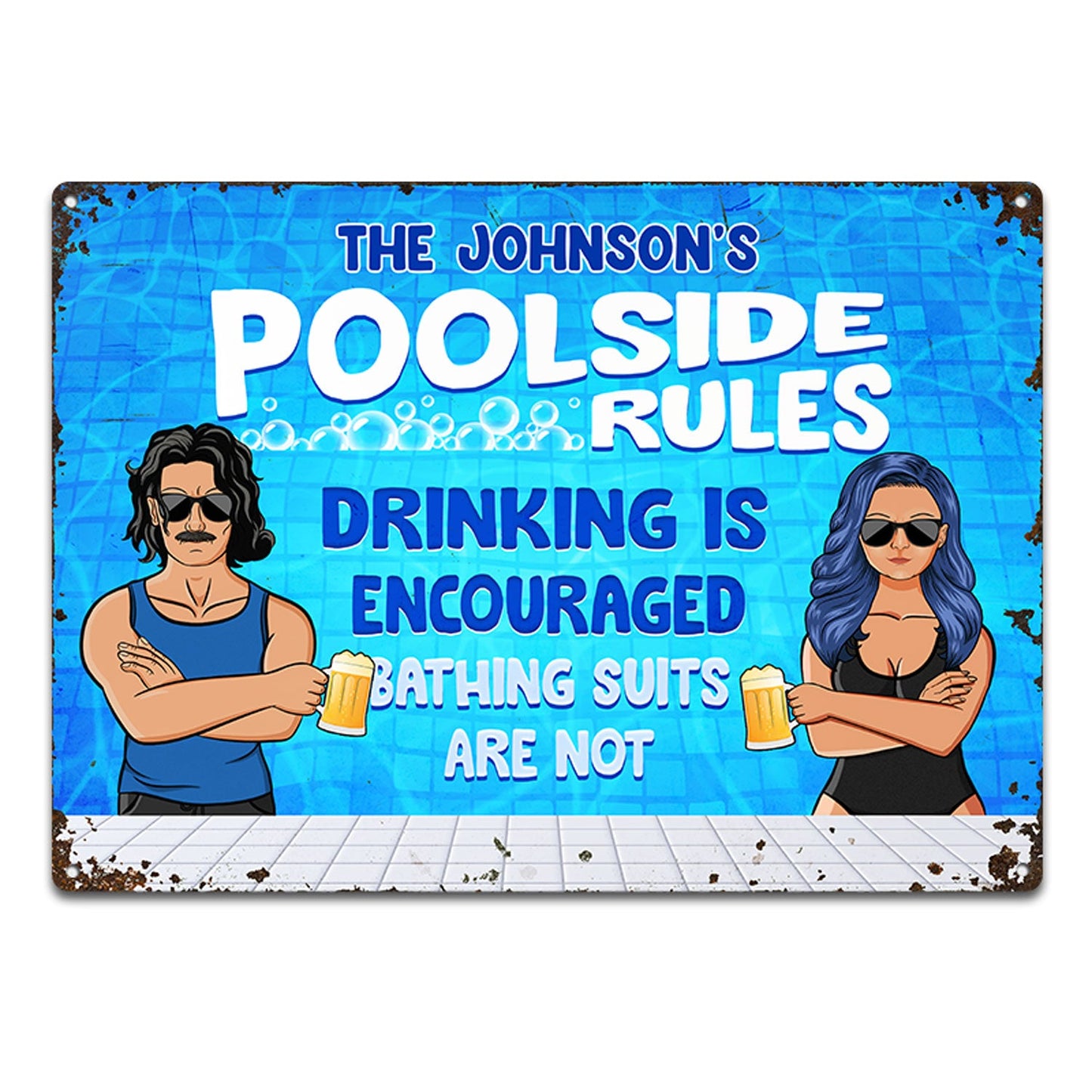 Swimming Pool Drinking Is Encourage - Personalized Custom Classic Metal Signs