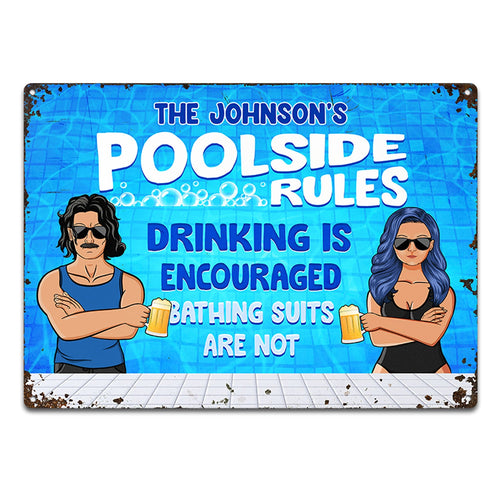 Swimming Pool Drinking Is Encourage - Personalized Custom Classic Metal Signs