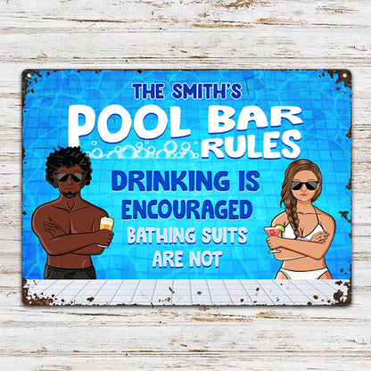Swimming Pool Drinking Is Encourage - Personalized Custom Classic Metal Signs