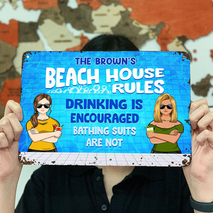 Swimming Pool Drinking Is Encourage - Personalized Custom Classic Metal Signs
