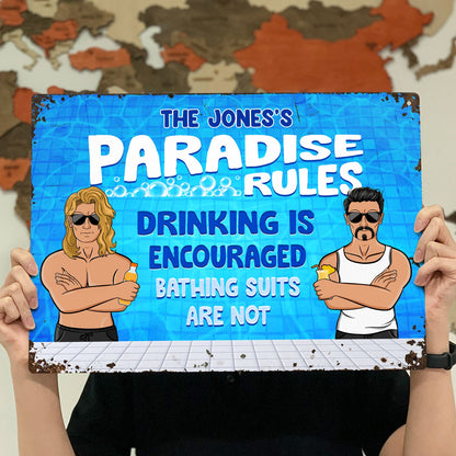 Swimming Pool Drinking Is Encourage - Personalized Custom Classic Metal Signs
