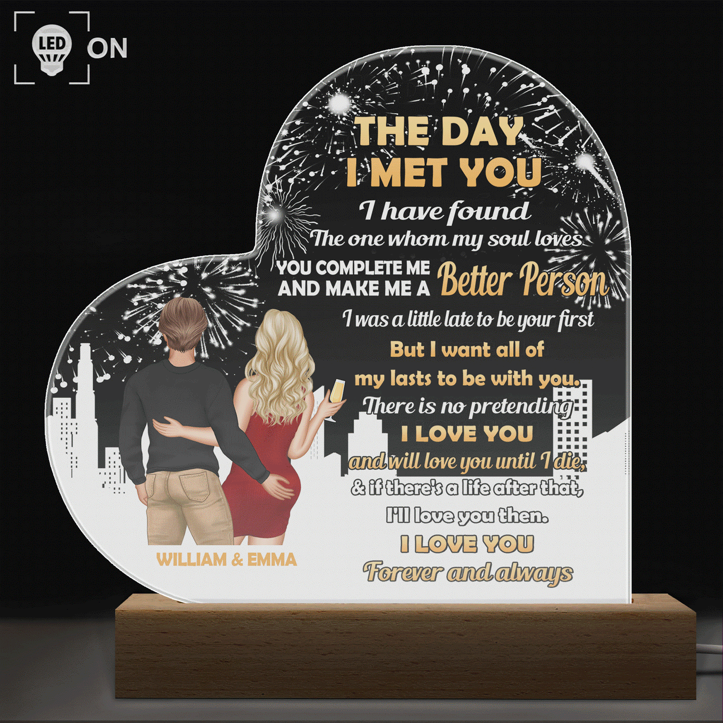 I Have Found The One - Gift For Couples - Personalized 3D Led Light Wooden Base