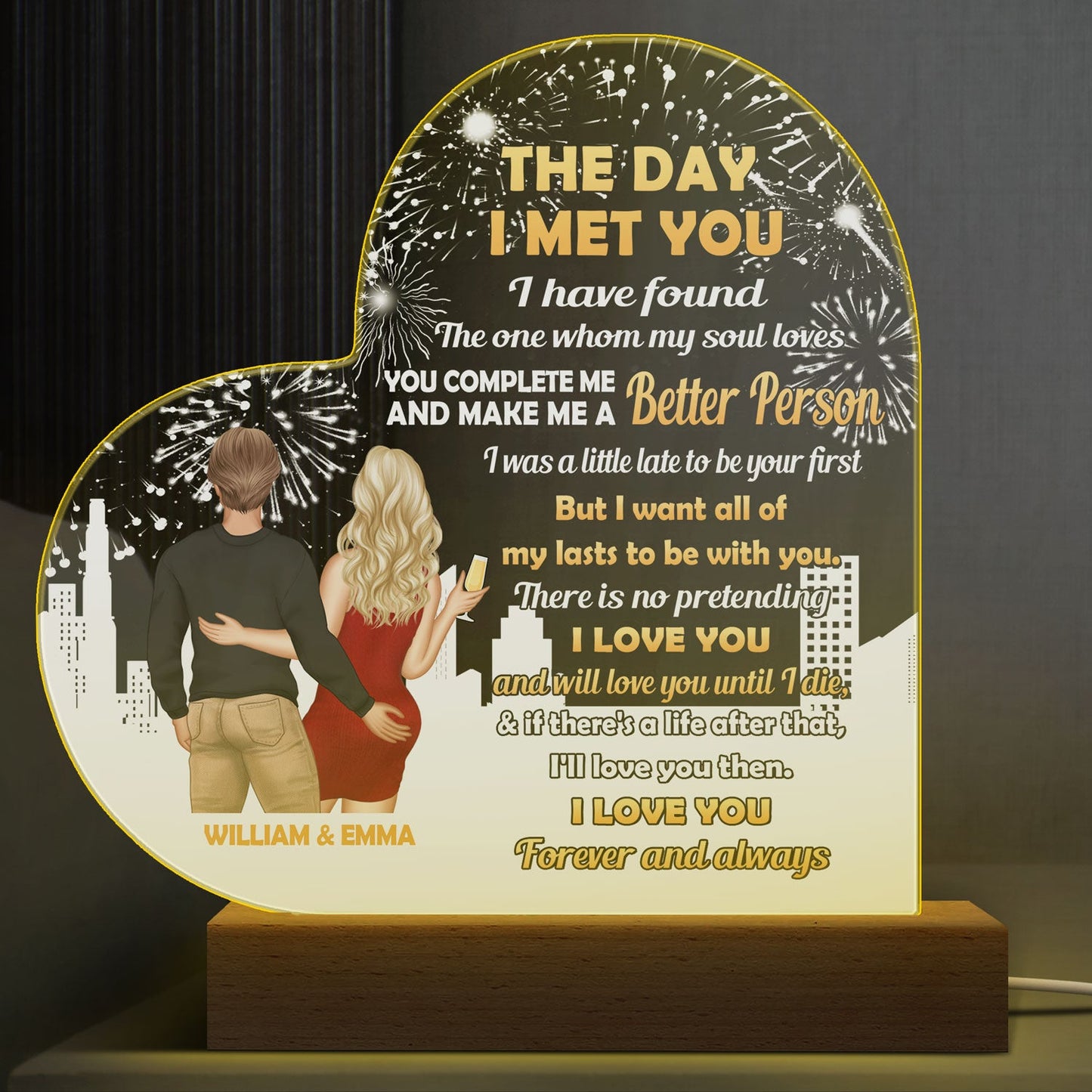 I Have Found The One - Gift For Couples - Personalized 3D Led Light Wooden Base