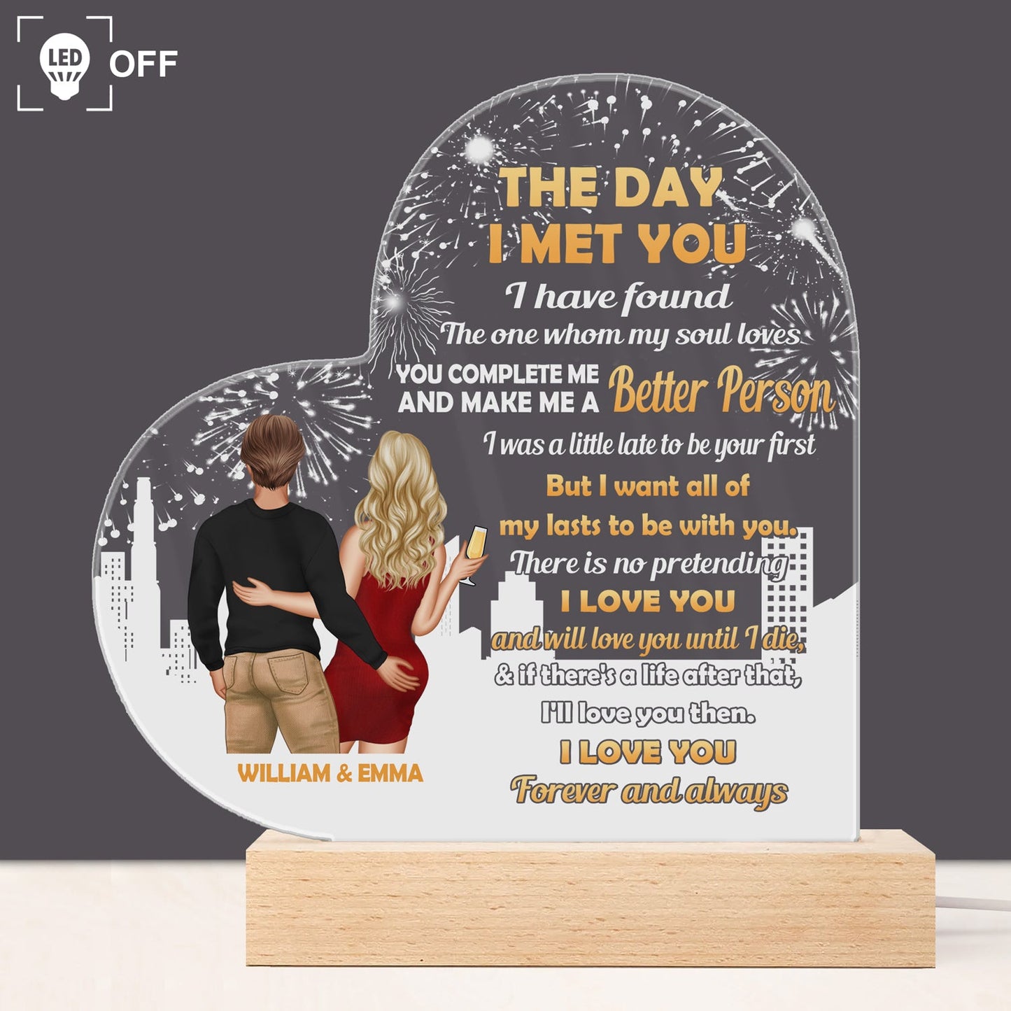I Have Found The One - Gift For Couples - Personalized 3D Led Light Wooden Base