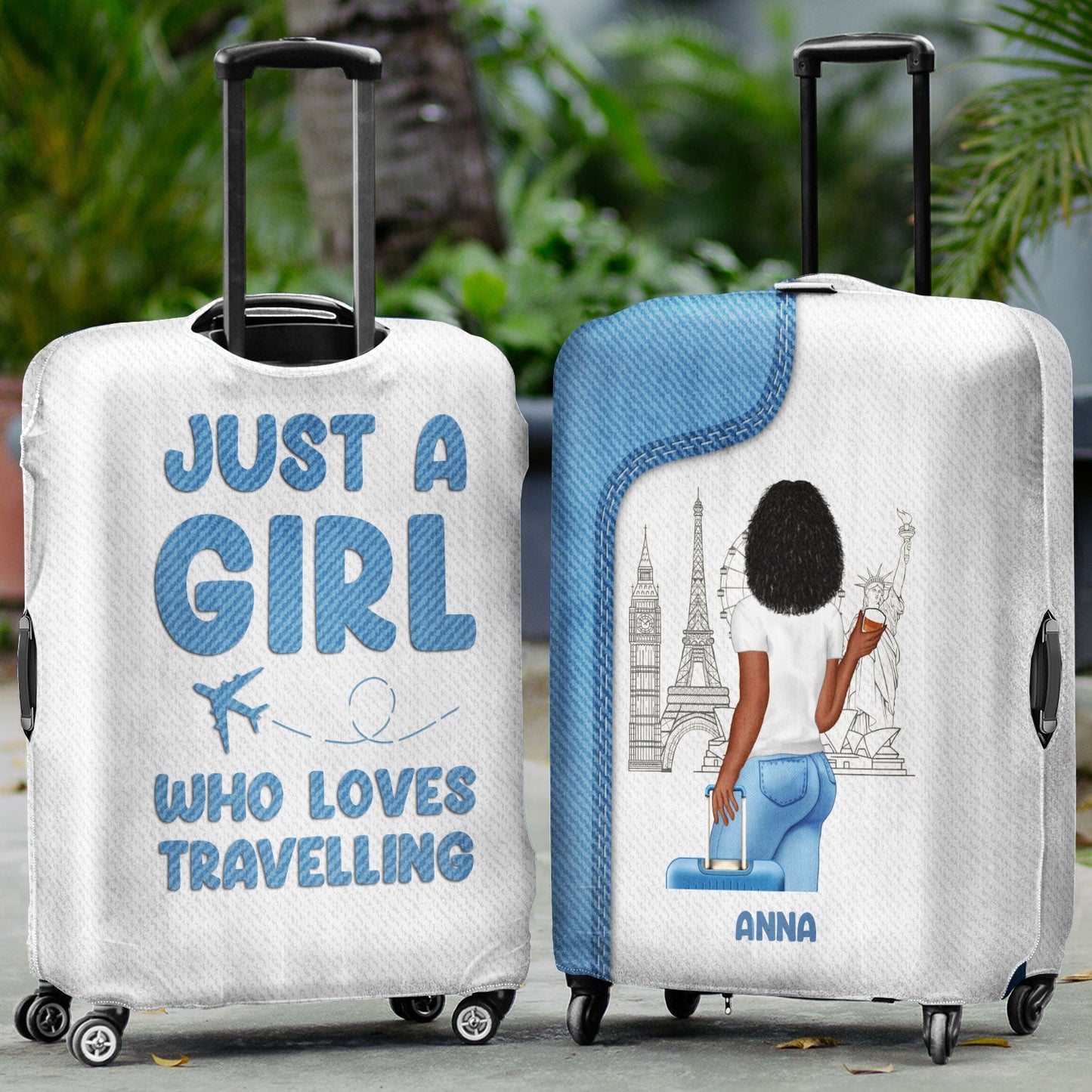 Traveling Just A Girl Boy Who Loves Traveling - Gift For Travelers - Personalized Custom Luggage Cover