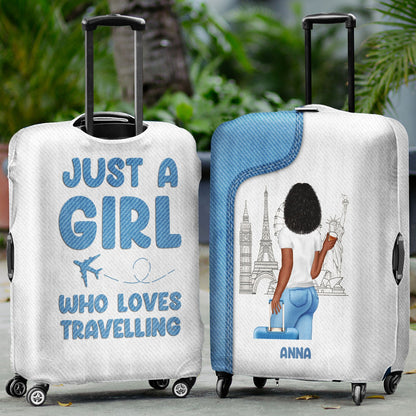 Traveling Just A Girl Boy Who Loves Traveling - Gift For Travelers - Personalized Custom Luggage Cover