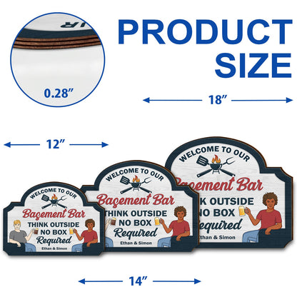 Couple Think Outside - Home Decor For Patio, Deck, Porch, Shaverbahn, Bar - Personalized Custom Shaped Wood Sign