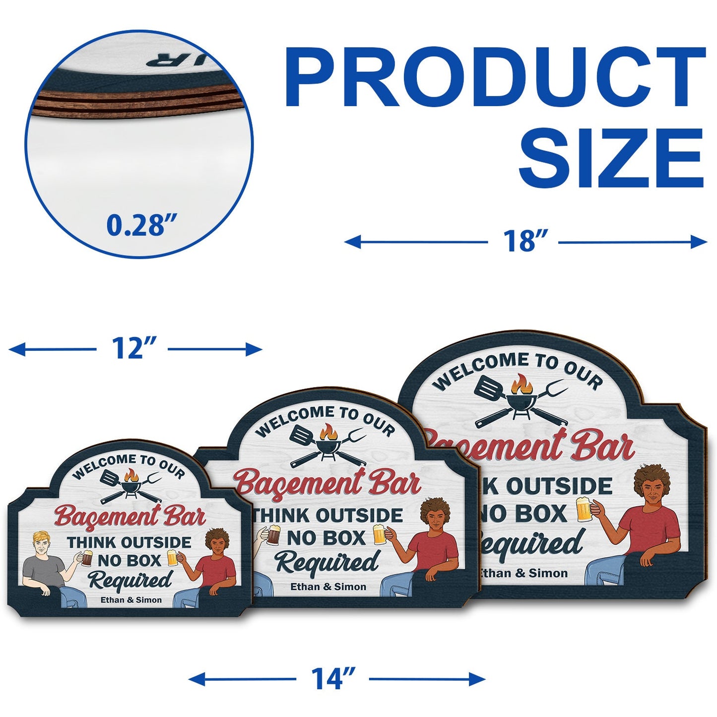 Couple Think Outside - Home Decor For Patio, Deck, Porch, Shaverbahn, Bar - Personalized Custom Shaped Wood Sign