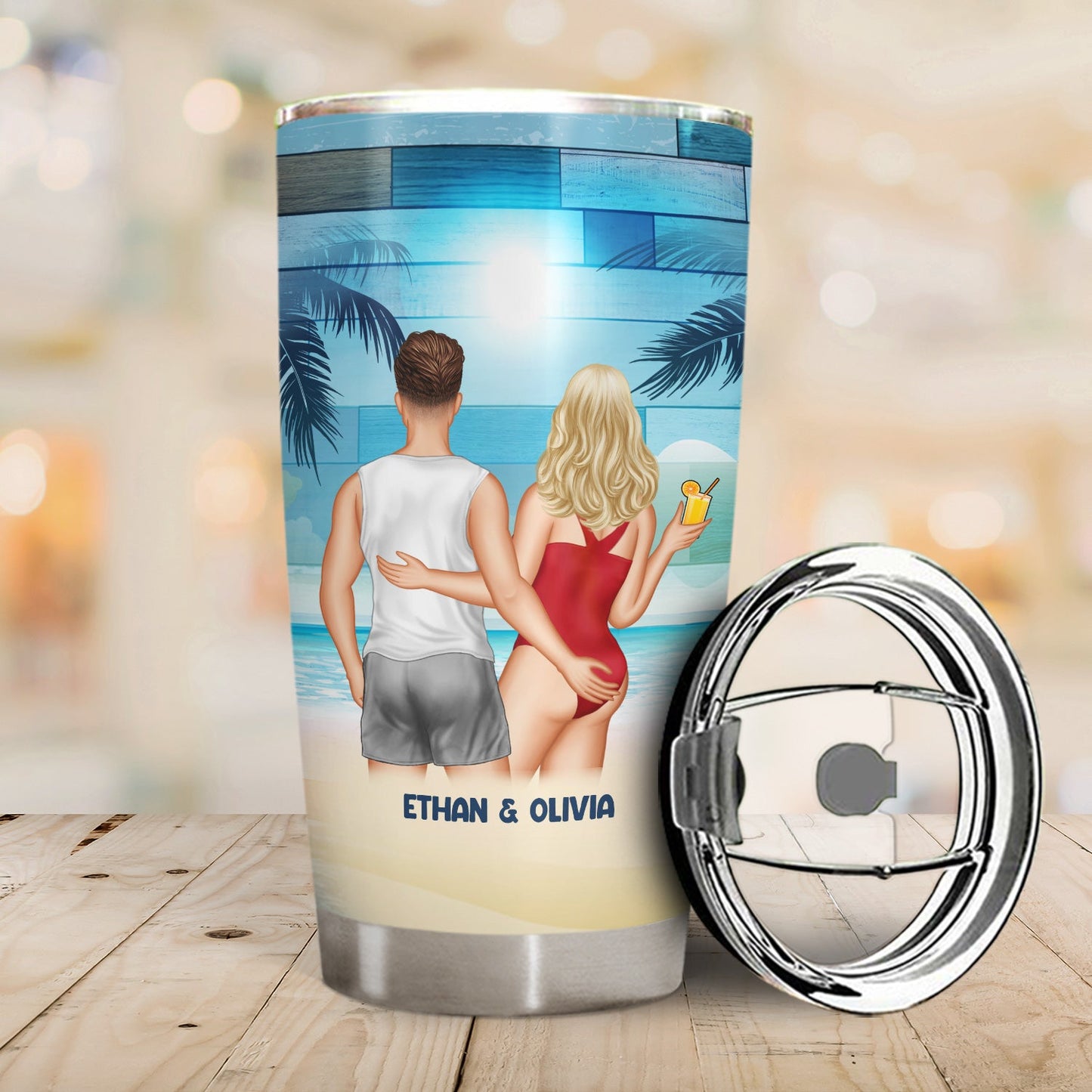 Beach Couple I Love You To The Beach - Gift For Couples - Personalized Custom Tumbler