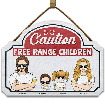 Free Range Children - Gift For Couples - Personalized Custom Shaped Wood Sign