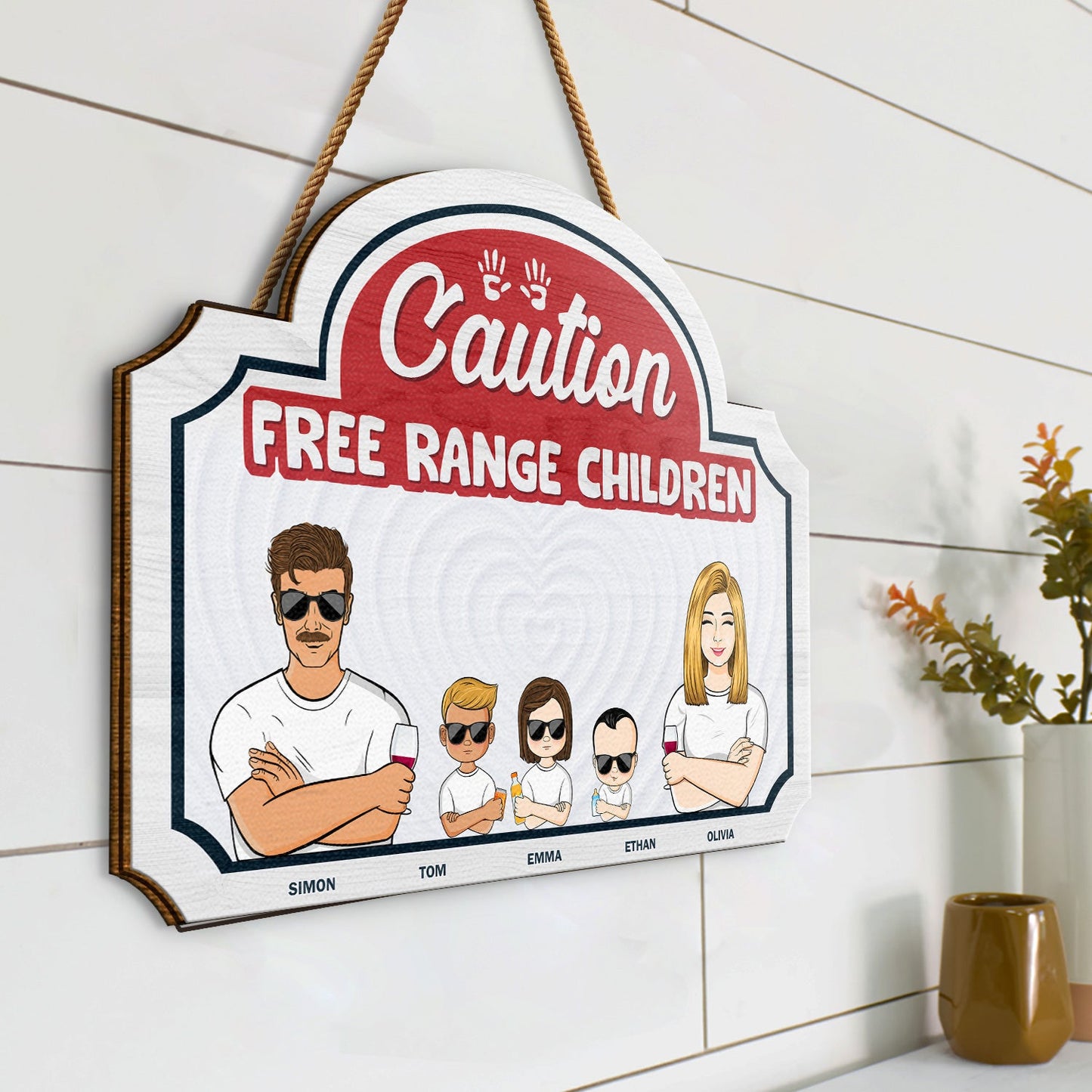 Free Range Children - Gift For Couples - Personalized Custom Shaped Wood Sign