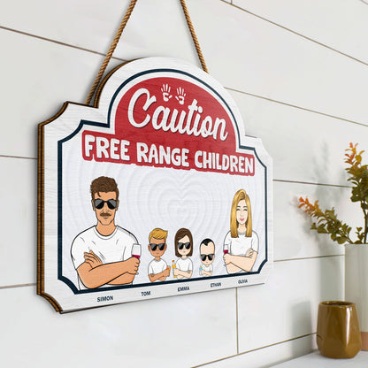 Free Range Children - Gift For Couples - Personalized Custom Shaped Wood Sign