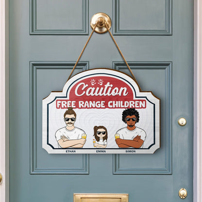 Free Range Children - Gift For Couples - Personalized Custom Shaped Wood Sign