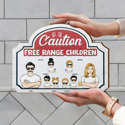 Free Range Children - Gift For Couples - Personalized Custom Shaped Wood Sign