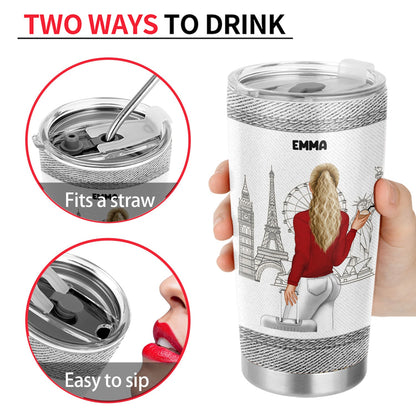 Traveling Jeans Just A Girl Who Loves Traveling - Gift For Travelers - Personalized Custom Tumbler