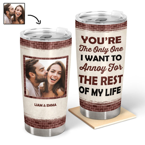 Couple Custom Photo You're The Only One Brick Ver - Gift For Couple - Personalized Custom Tumbler