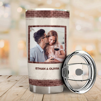 Couple Custom Photo You're The Only One Brick Ver - Gift For Couple - Personalized Custom Tumbler
