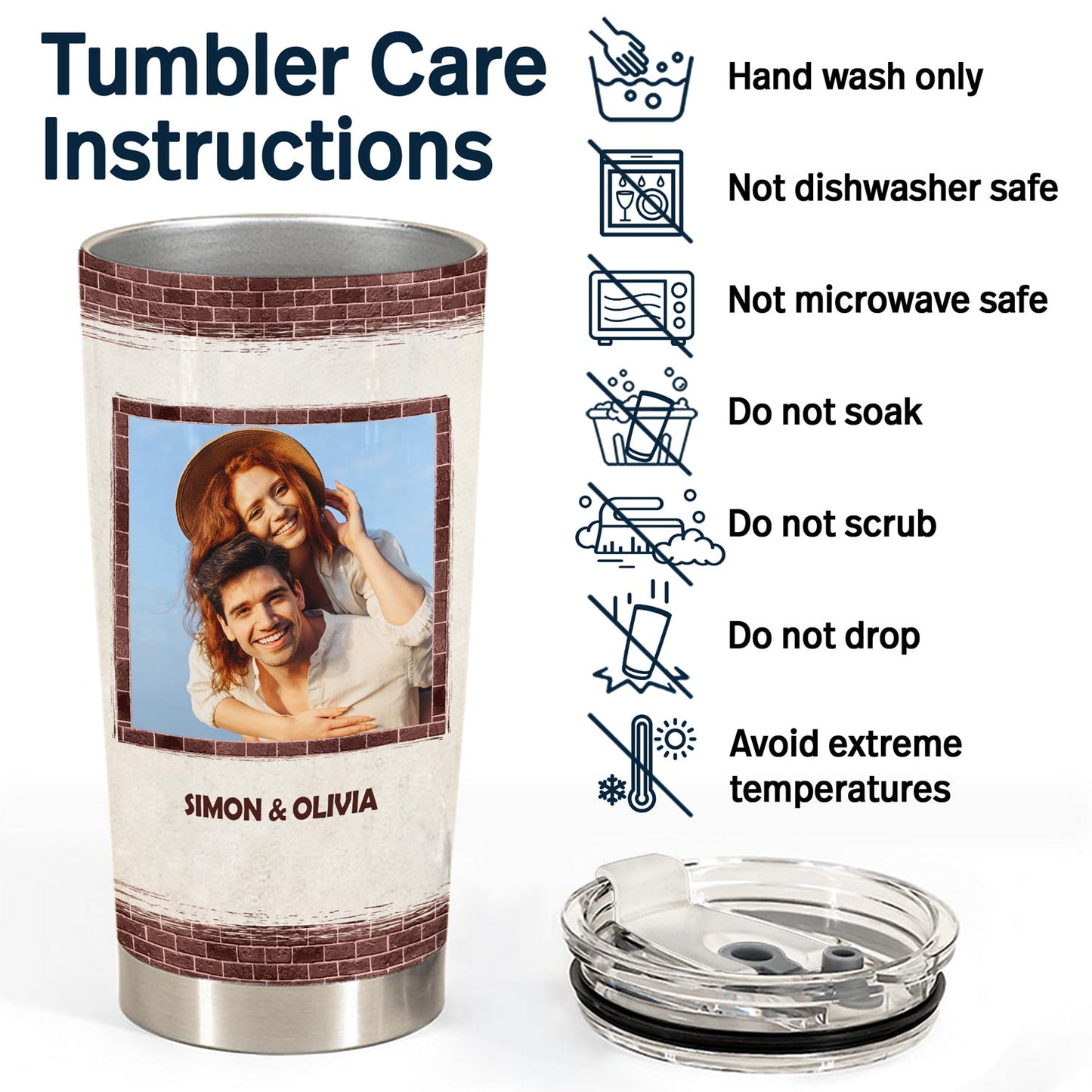 Couple Custom Photo You're The Only One Brick Ver - Gift For Couple - Personalized Custom Tumbler