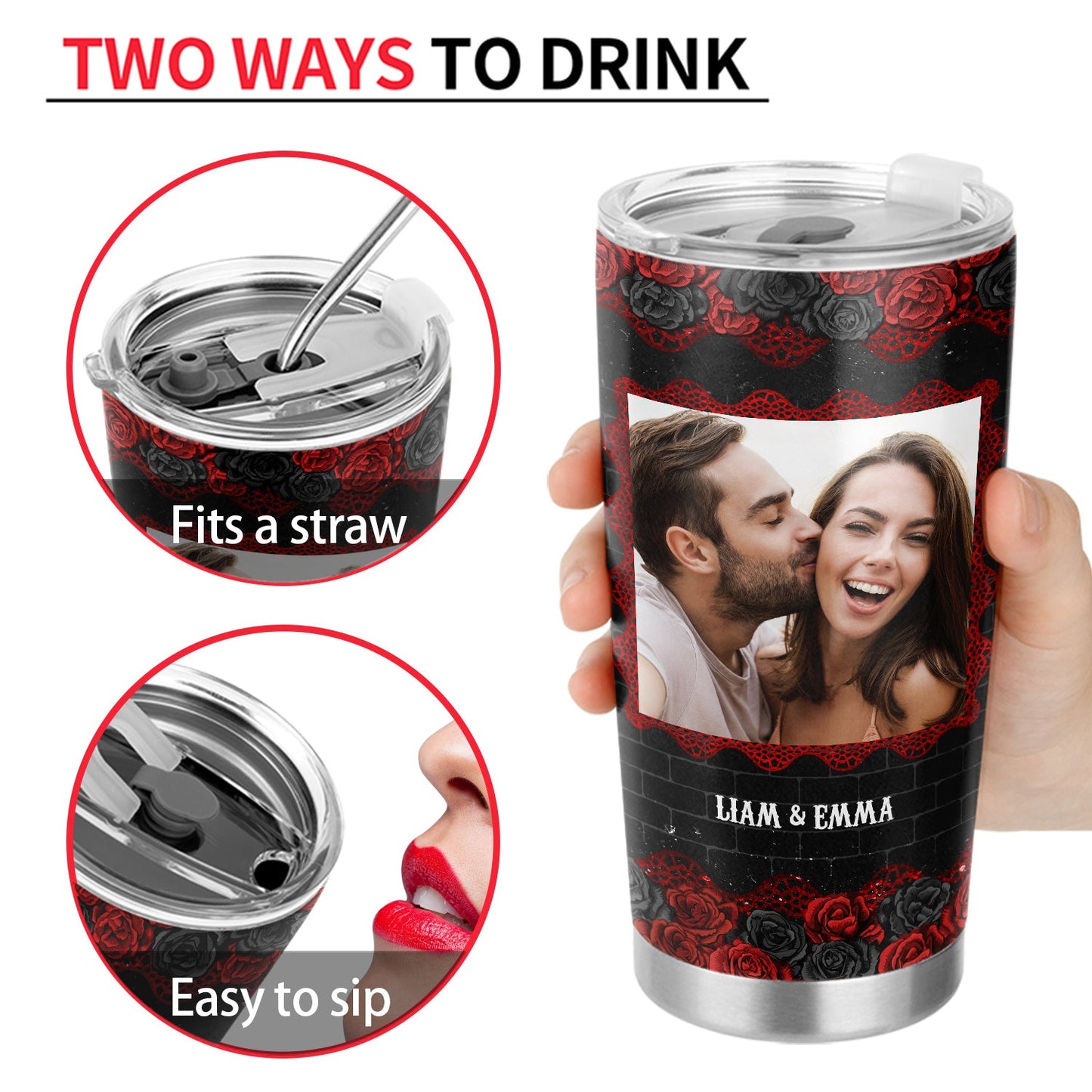 Couple Custom Photo You're The Only One Black Ver - Gift For Couple - Personalized Custom Tumbler