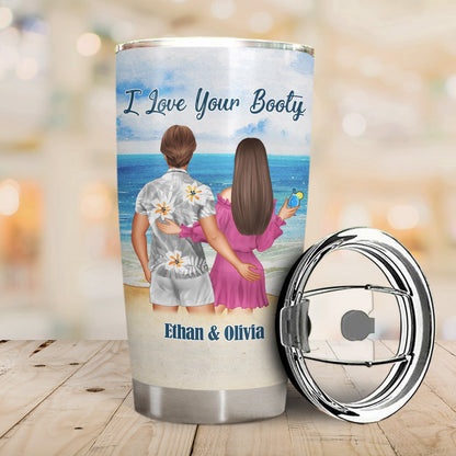 Beach Couple I Adore You & Love Every Part Of You - Gift For Couple - Personalized Custom Tumbler