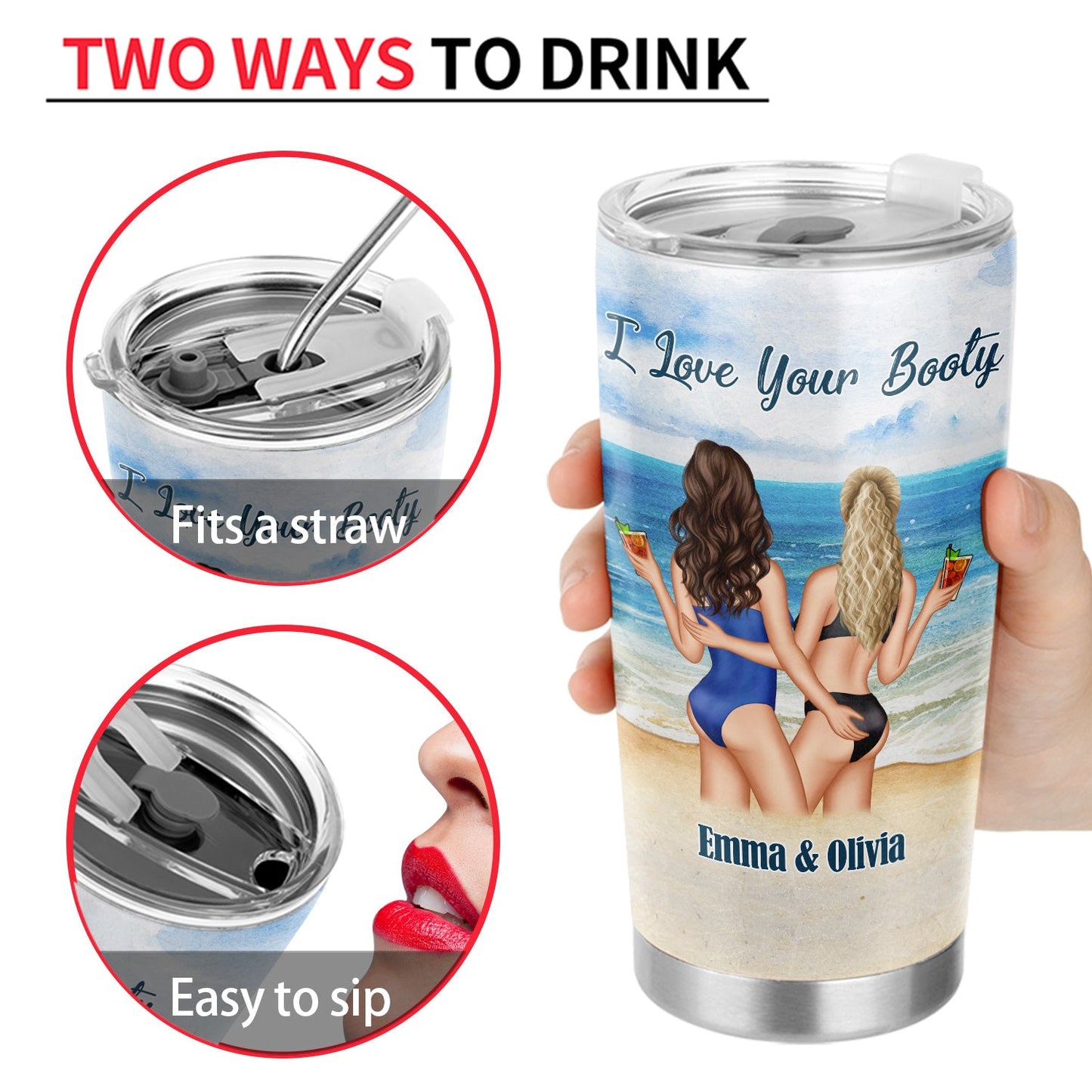 Beach Couple I Adore You & Love Every Part Of You - Gift For Couple - Personalized Custom Tumbler