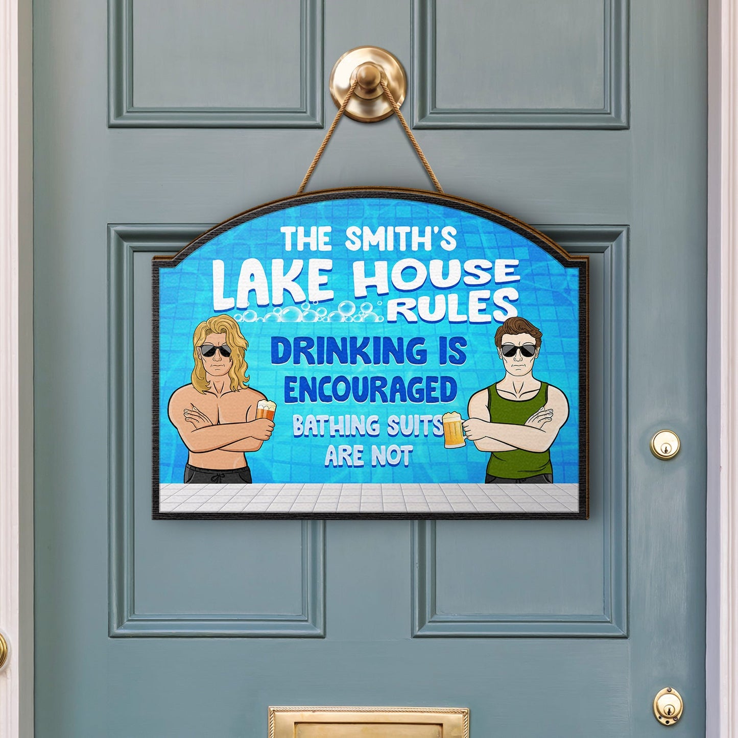 Swimming Pool Couple Bathing Suits Are Not - Gift For Couple - Personalized Custom Shaped Wood Sign