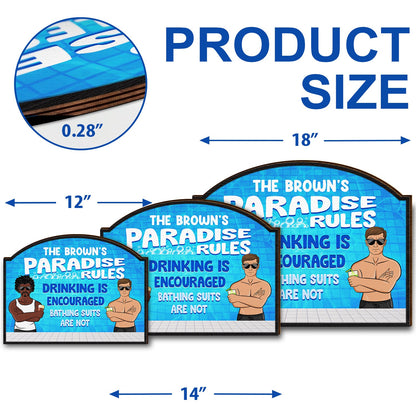 Swimming Pool Couple Bathing Suits Are Not - Gift For Couple - Personalized Custom Shaped Wood Sign