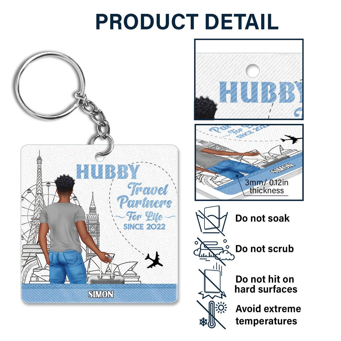 Traveling Couple Hubby & Wifey Travel Partners For Life - Gift For Couples, Traveling Gift - Personalized Acrylic Keychain