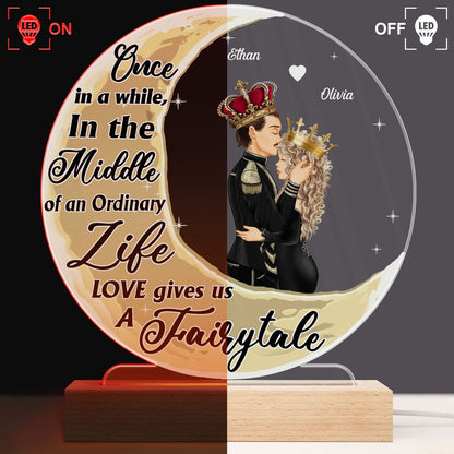 Love Gives Us A Fairytale - Gift For Couple - Personalized 3D Led Light Wooden Base