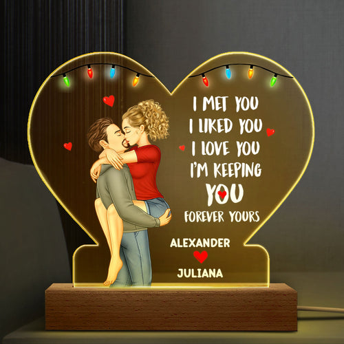 Couple Forever Yours - Gift For Couples - Personalized 3D Led Light Wooden Base