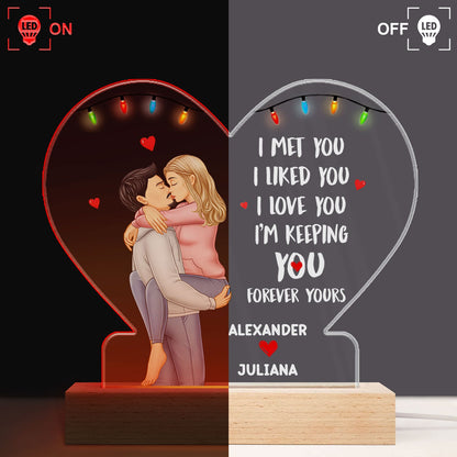 Couple Forever Yours - Gift For Couples - Personalized 3D Led Light Wooden Base