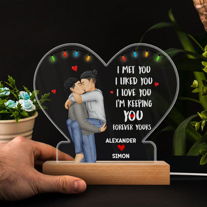 Couple Forever Yours - Gift For Couples - Personalized 3D Led Light Wooden Base