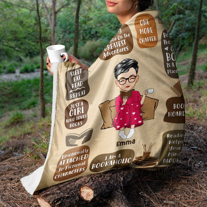 Chibi Reading My Reading Blanket - Gift For Book Lovers - Personalized Fleece Blanket