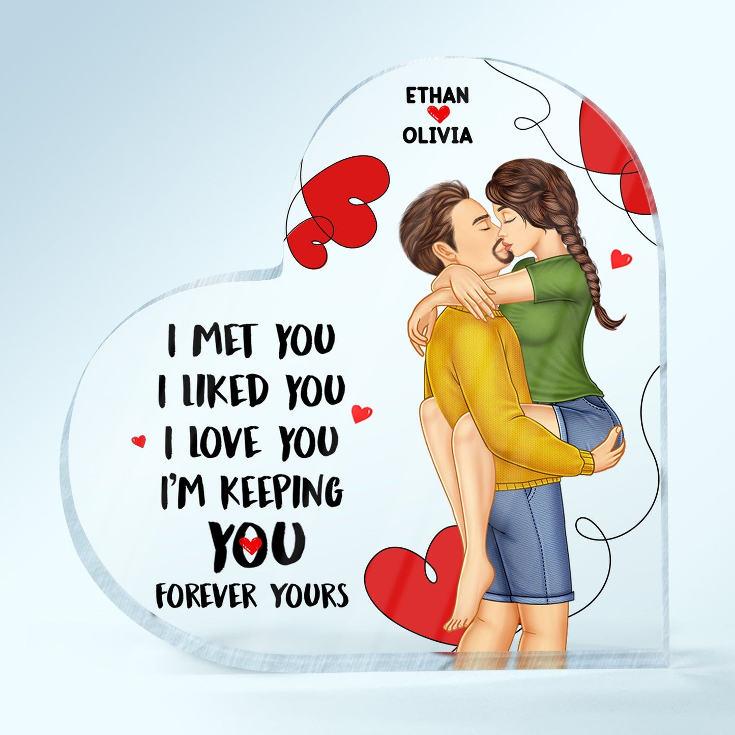 Couple Forever Yours - Gift For Couples - Personalized Heart Shaped Acrylic Plaque