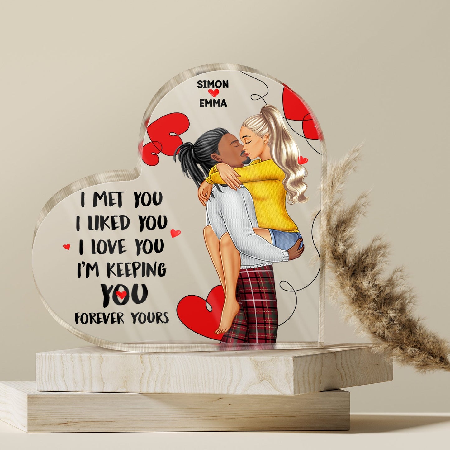 Couple Forever Yours - Gift For Couples - Personalized Heart Shaped Acrylic Plaque