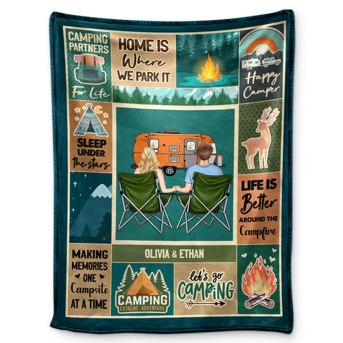 Camping Couple Life Is Better Around The Campfire - Gift For Camping Lovers - Personalized Fleece Blanket