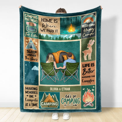 Camping Couple Life Is Better Around The Campfire - Gift For Camping Lovers - Personalized Fleece Blanket
